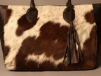 Cowhide Tote Bag - Brown and White