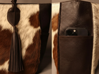 Cowhide Tote Bag - Brown and White