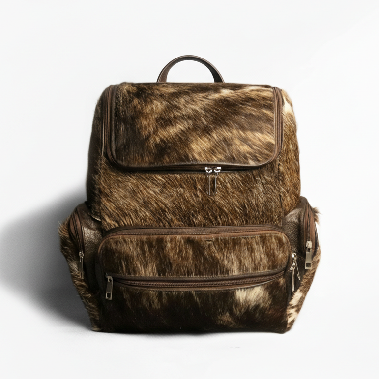 Cowhide Backpack Bag - Brindle Cowhide