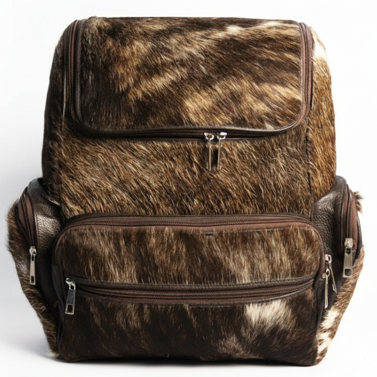 Cowhide Backpack Bag - Brindle Cowhide