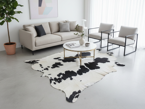 Black and White Hereford Cowhide Rug