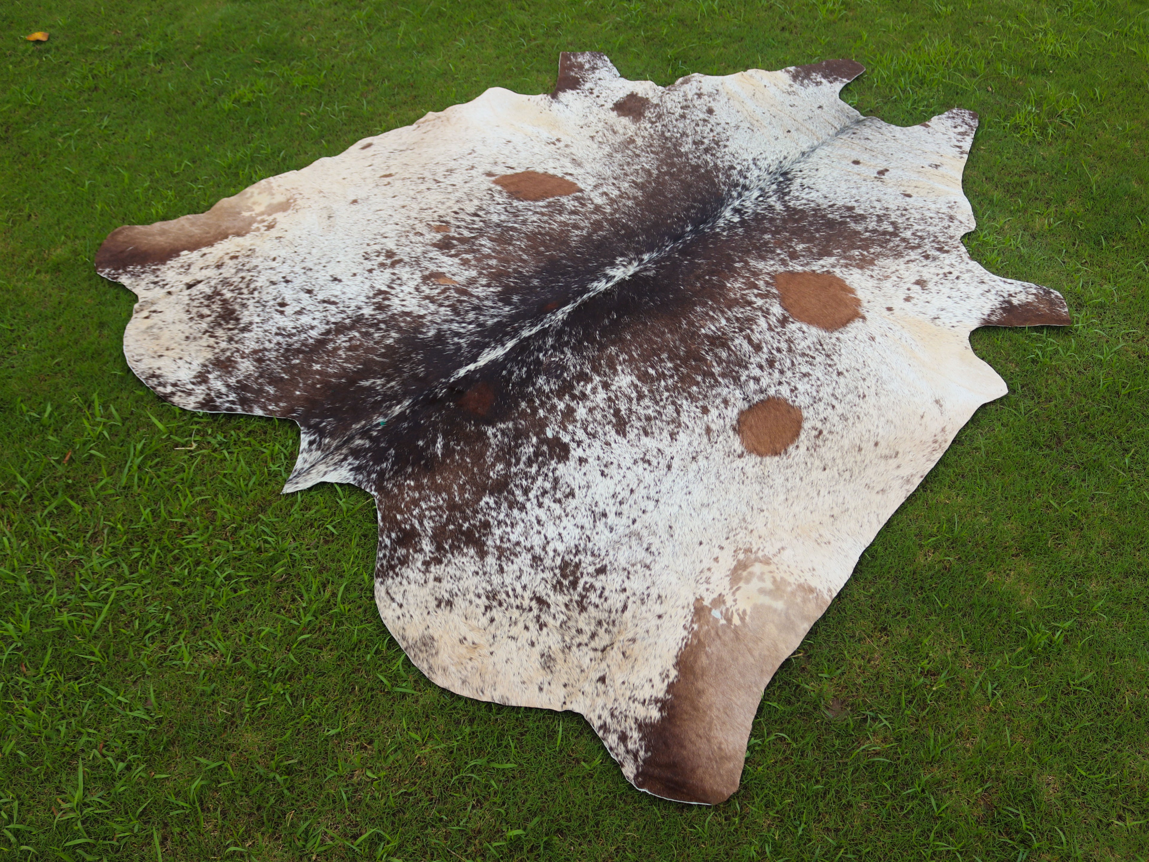 Tricolor Salt and Pepper Print Cowhide Rug