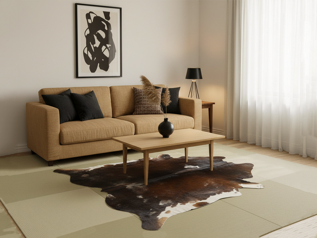 Tricolor Chocolate Brown Hair-On Cowhide Rug