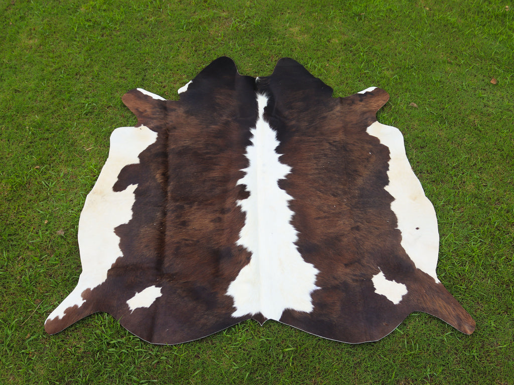 Chocolate Brown and White Hereford Cowhide Rug
