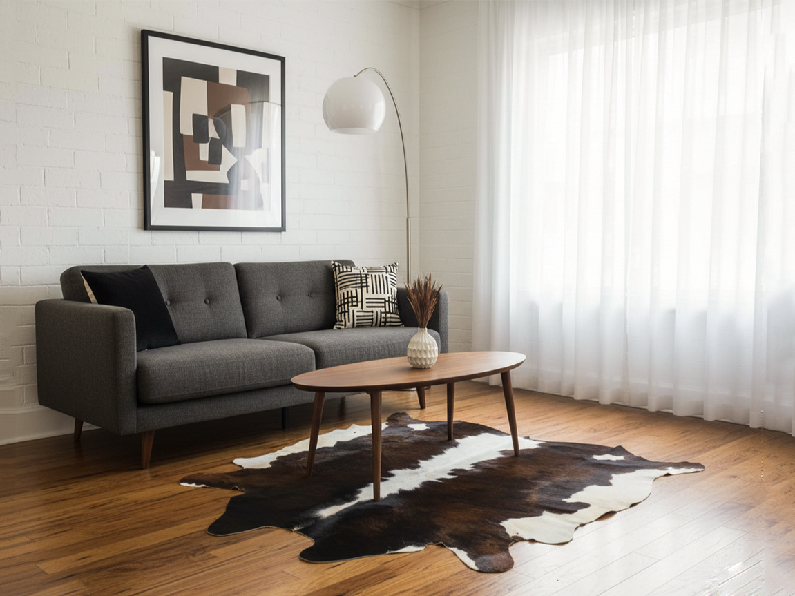Chocolate Brown and White Hereford Cowhide Rug