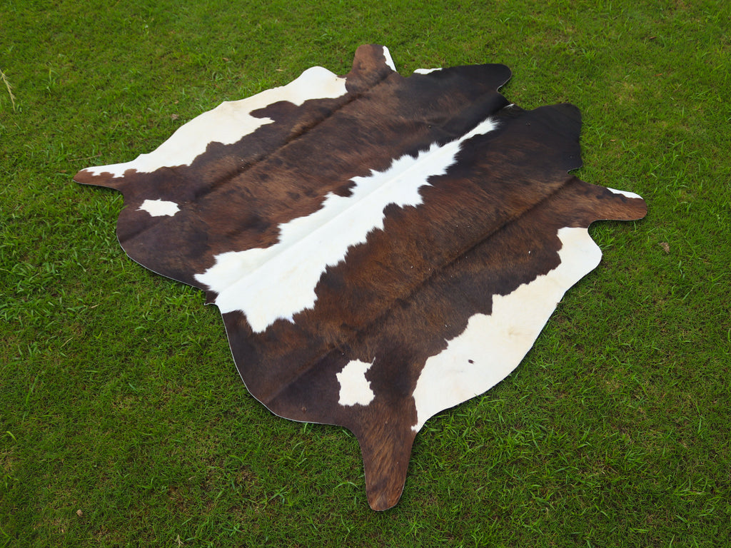 Chocolate Brown and White Hereford Cowhide Rug