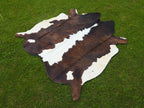 Chocolate Brown and White Hereford Cowhide Rug