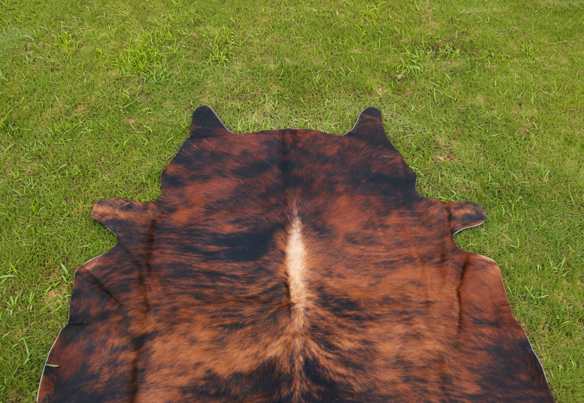 Reddish Brown Brindle Cowhide Rug
