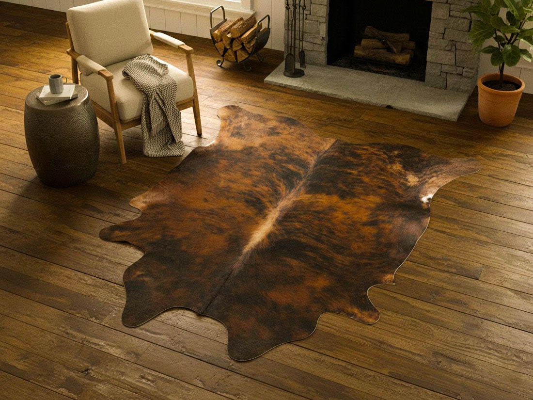 Reddish Brown Brindle Cowhide Rug