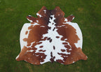 Reddish Brown and White Luxury Hereford Cowhide Rug