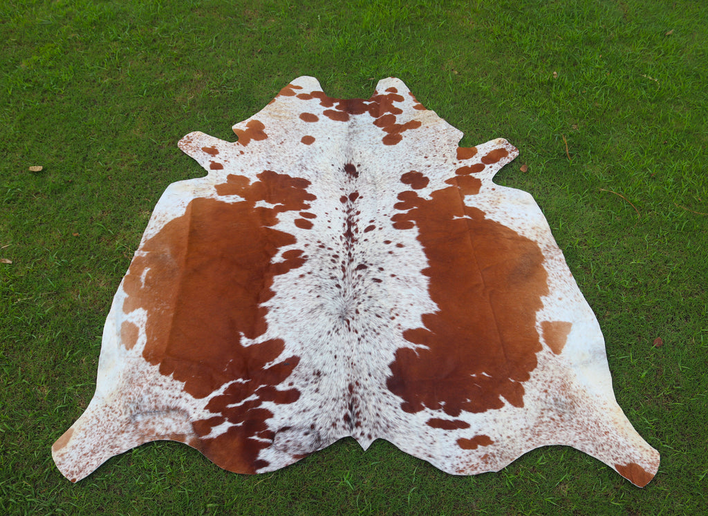 Premium Brown and White Hereford Cowhide Rug