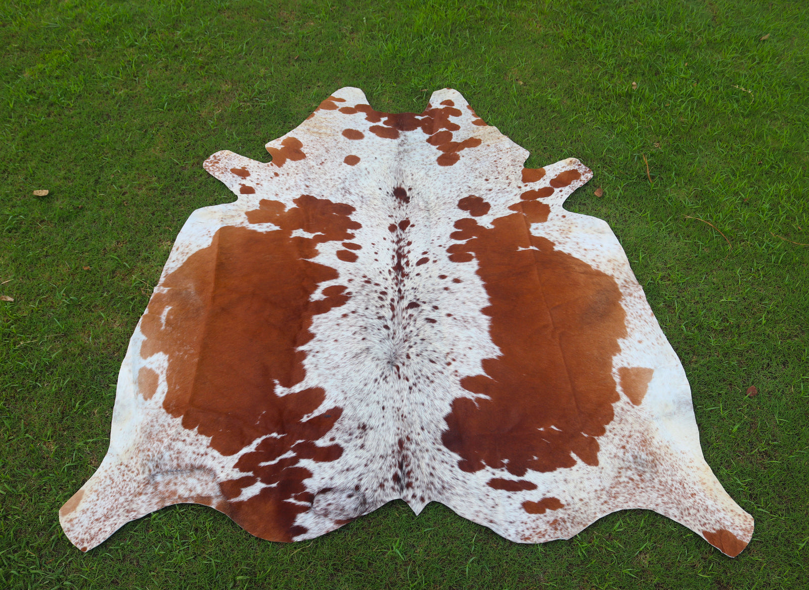 Premium Brown and White Hereford Cowhide Rug