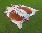 Premium Brown and White Hereford Cowhide Rug