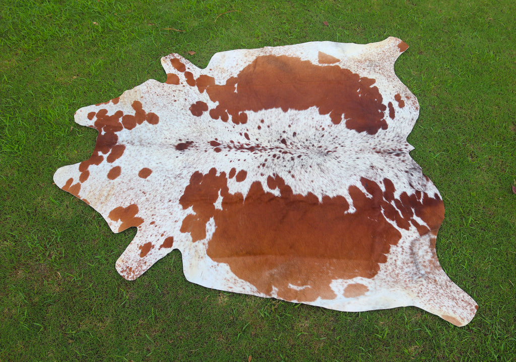 Premium Brown and White Hereford Cowhide Rug