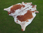 Premium Brown and White Hereford Cowhide Rug