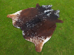 Reddish Brown and White Tricolor Cowhide Rug