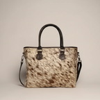 Cowhide Tote Bag - Spotted Brown and White