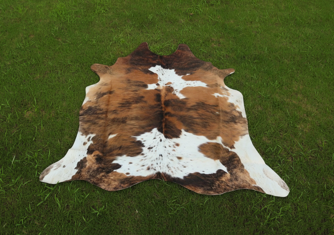 Exclusive Brown and White Brindle Cowhide Rug