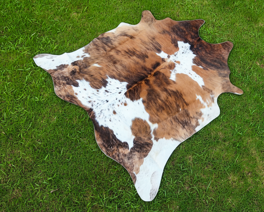 Exclusive Brown and White Brindle Cowhide Rug