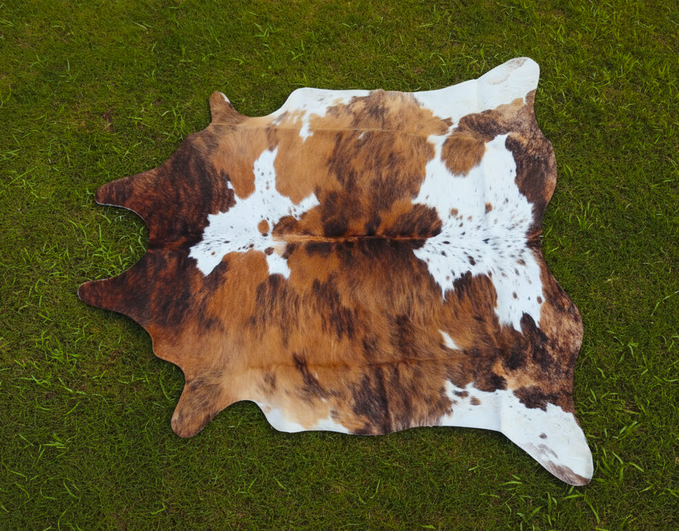 Exclusive Brown and White Brindle Cowhide Rug