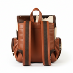Cowhide Backpack Bag - Brown and White