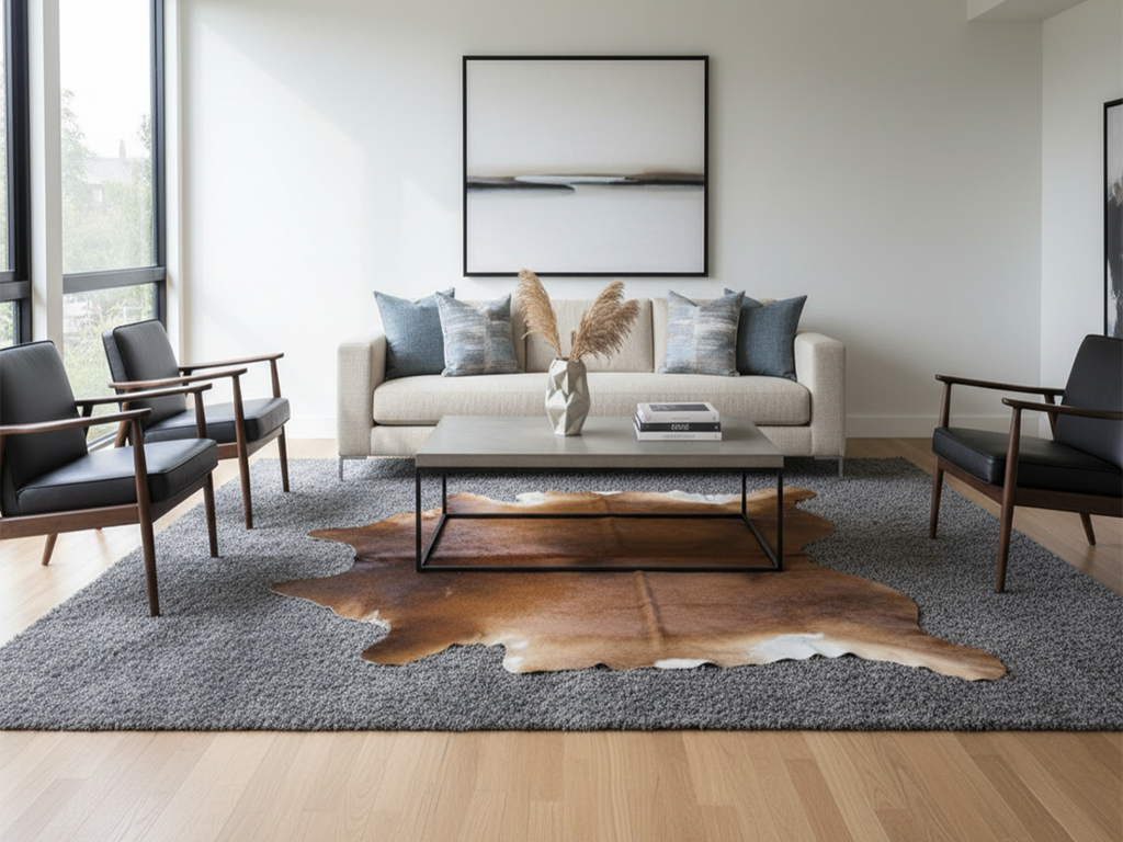 Solid Brown Brindle Shade Cowhide Rug