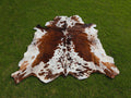 Tricolor Brown and White Brindle Cowhide Rug