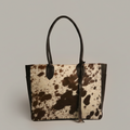 Cowhide Tote Bag - Spotted Brown and White