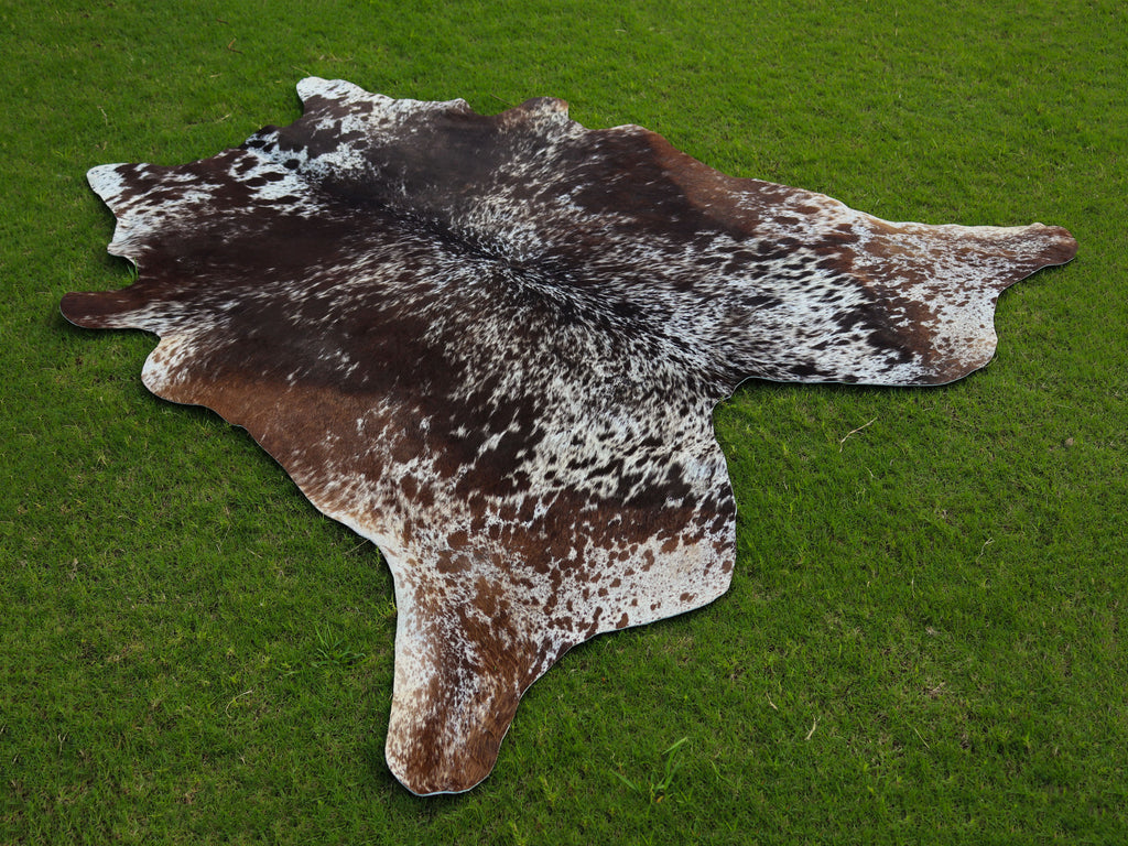 Tricolor Cowhide Rug with Unique Print