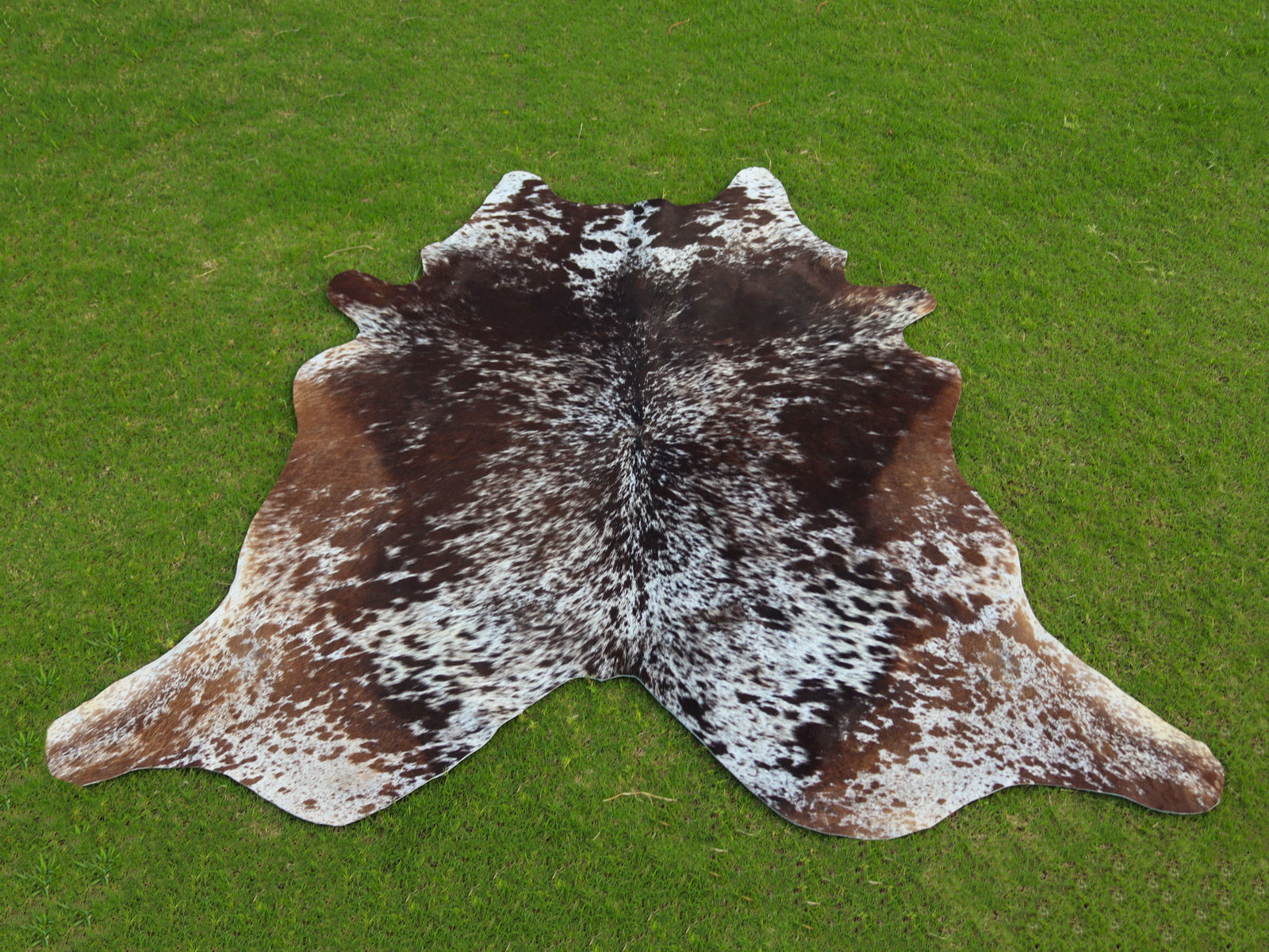 Tricolor Cowhide Rug with Unique Print