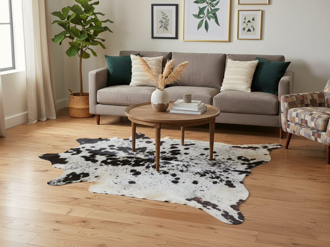 Exclusive Black and White Spotted Cowhide Rug