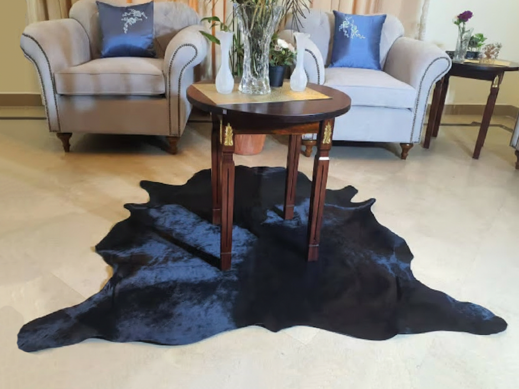 Exclusive Black Cowhide Area Rug