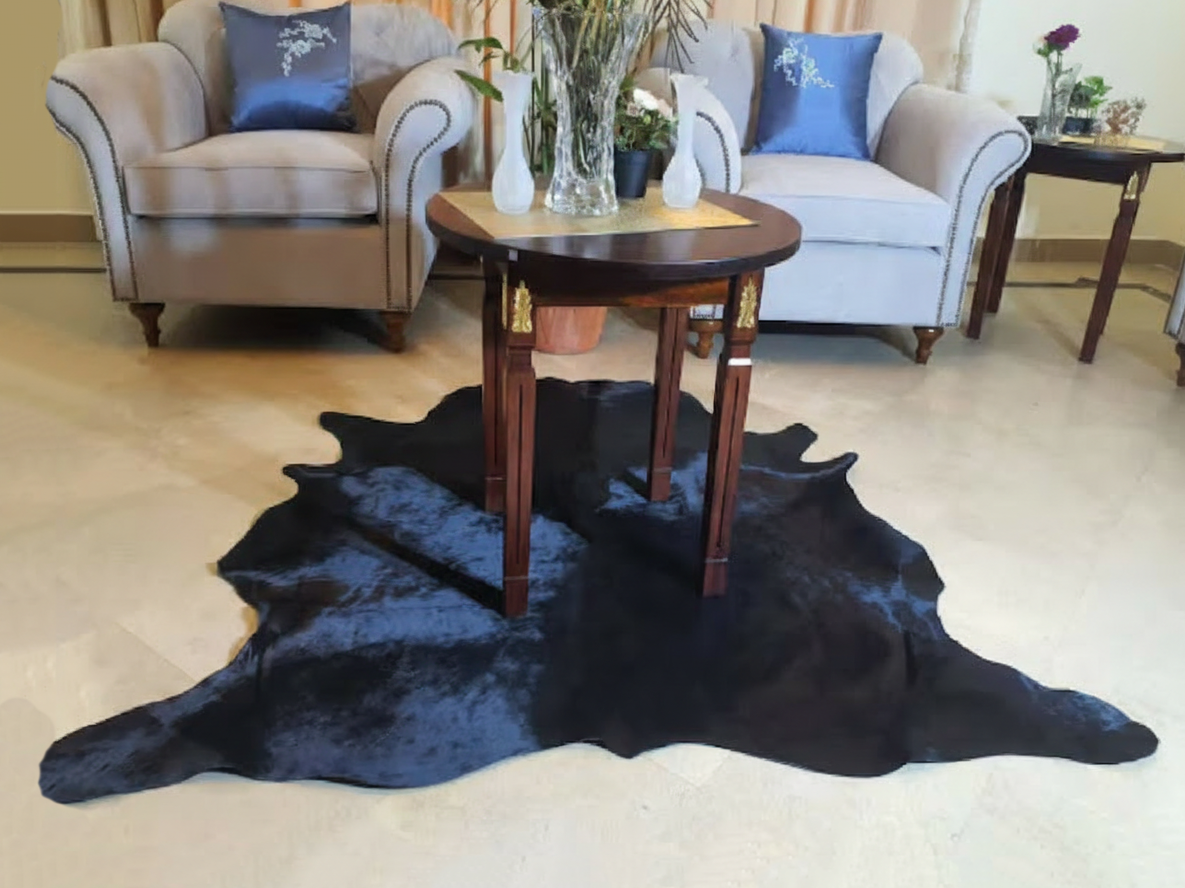 Exclusive Black Cowhide Area Rug