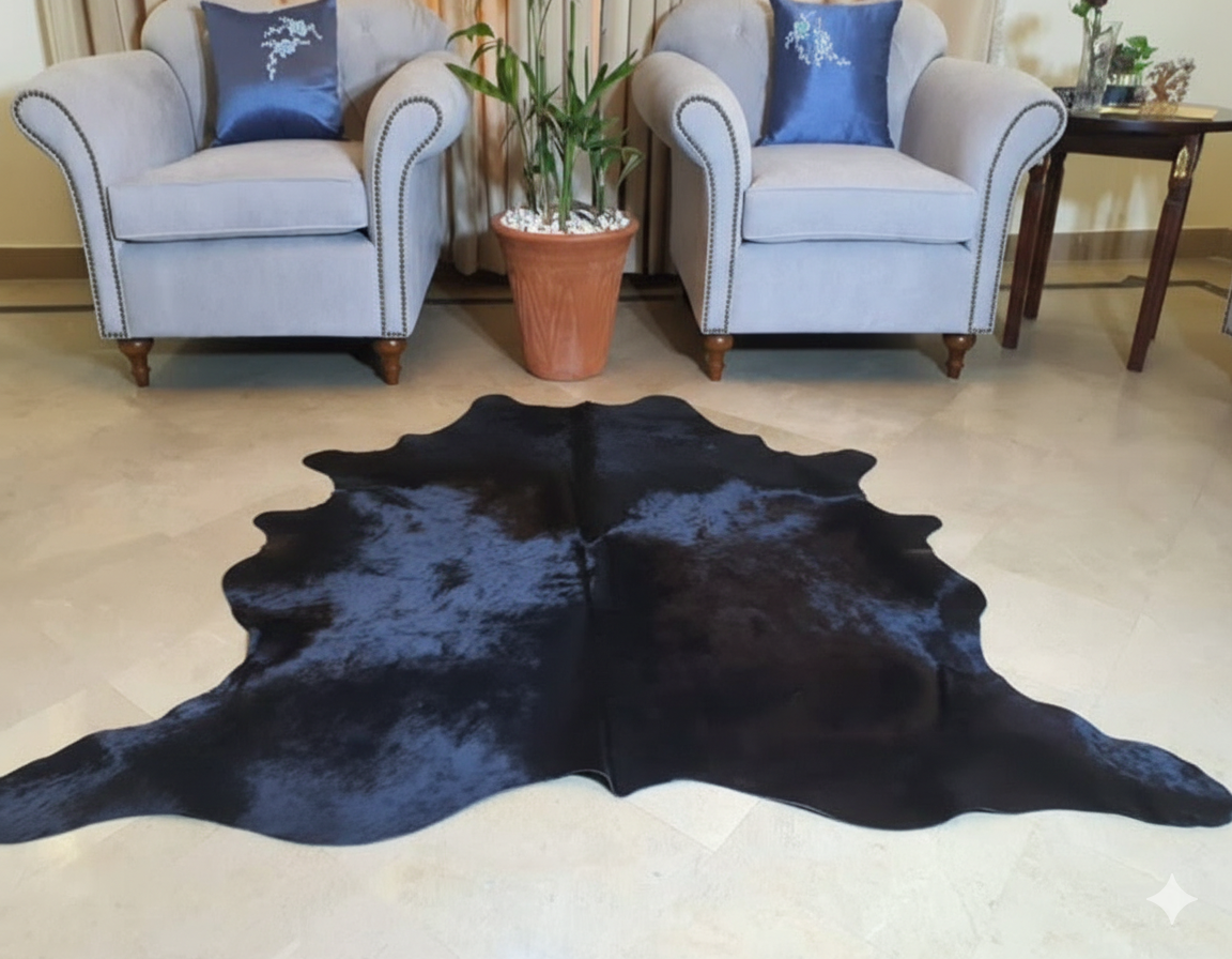 Exclusive Black Cowhide Area Rug