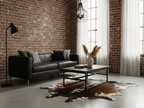 Tricolor Chocolate Brown and White Cowhide Area Rug