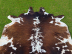 Tricolor Chocolate Brown and White Cowhide Area Rug