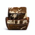 Cowhide Backpack Bag - Brown and White