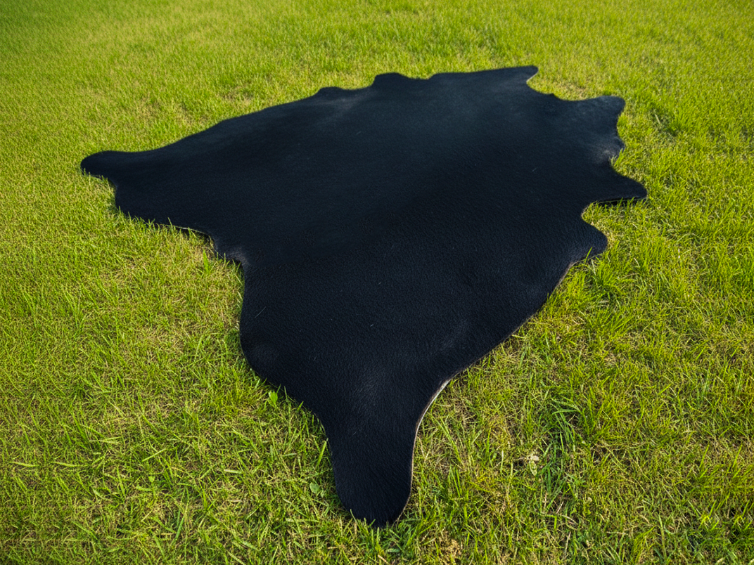 Luxury Black Hair-On Cowhide Rug for Home Decor