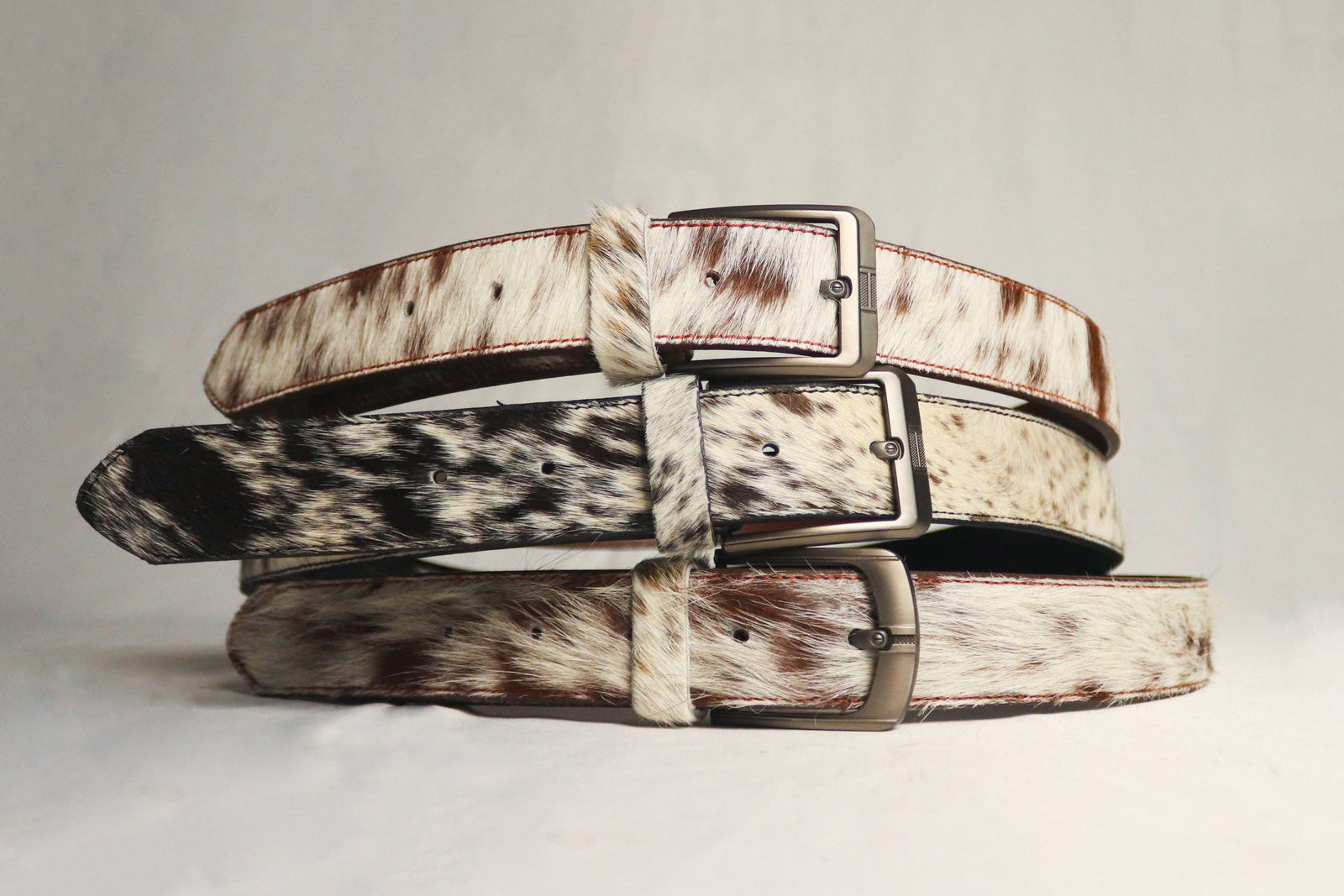 Cowhide Hair-On Leather Belts - Genuine Cow Skin Unisex Belts