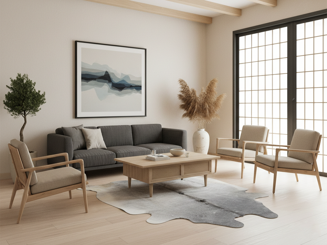 Luxury Grey Color Hair-On Cowhide Rug