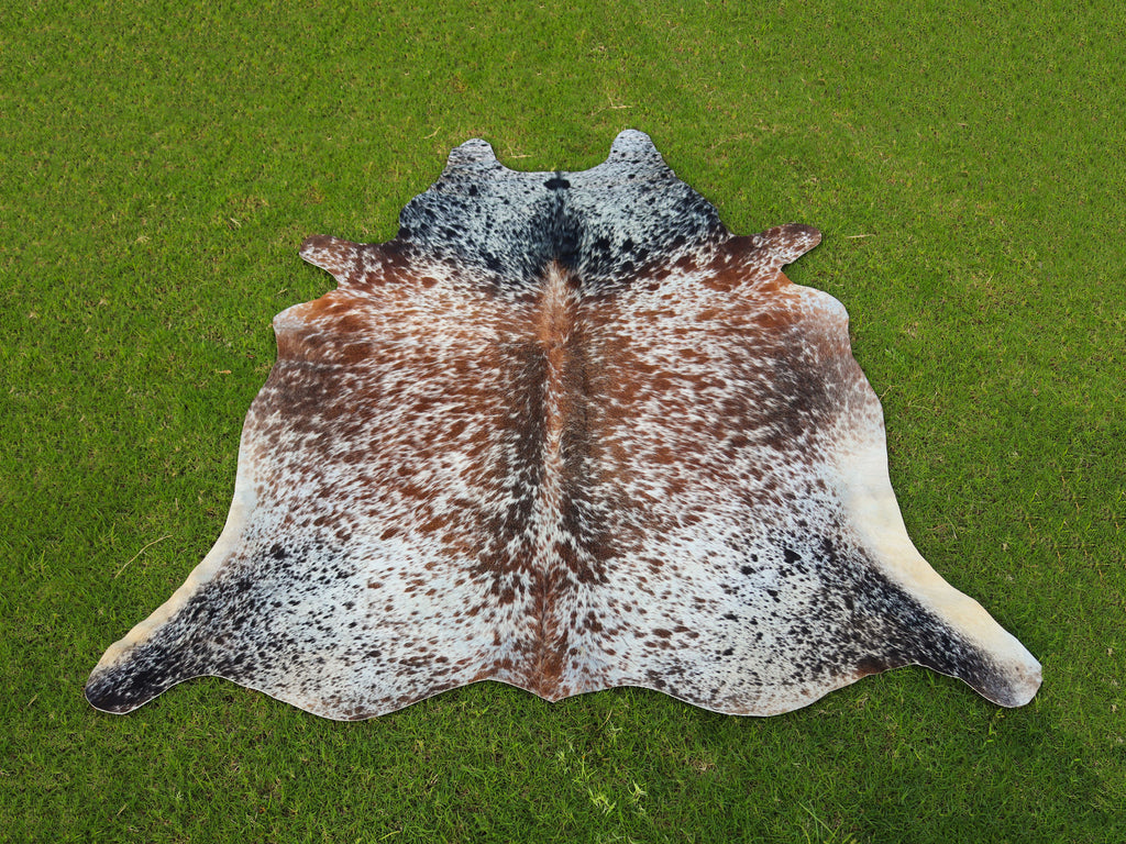 Luxury Tricolor Salt and Pepper Print Cowhide Rug