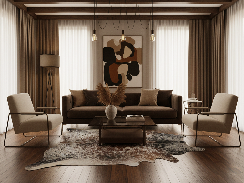 Luxury Tricolor Salt and Pepper Print Cowhide Rug