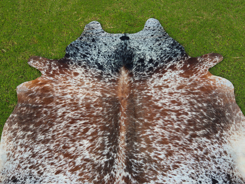 Luxury Tricolor Salt and Pepper Print Cowhide Rug