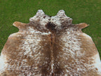 Beige and White Tricolor Speckled Cowhide Rug