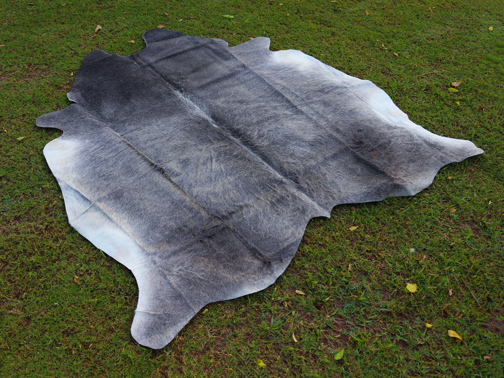 Premium Grey Cowhide Rug for Home Decor