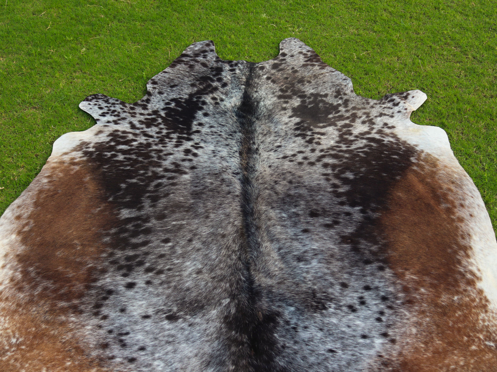 Tricolor Salt and Pepper Print Cowhide Rug