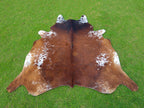Luxury Tricolor Cowhide Rug with Tan Brown Base