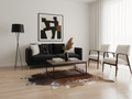 Luxury Tricolor Cowhide Rug with Tan Brown Base