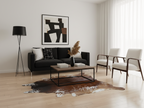 Luxury Tricolor Cowhide Rug with Tan Brown Base