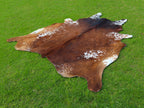 Luxury Tricolor Cowhide Rug with Tan Brown Base